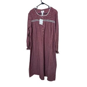 Amanda Stewart Intimates Red Gingham Cotton Nightgown Lace Trim 1X NWT